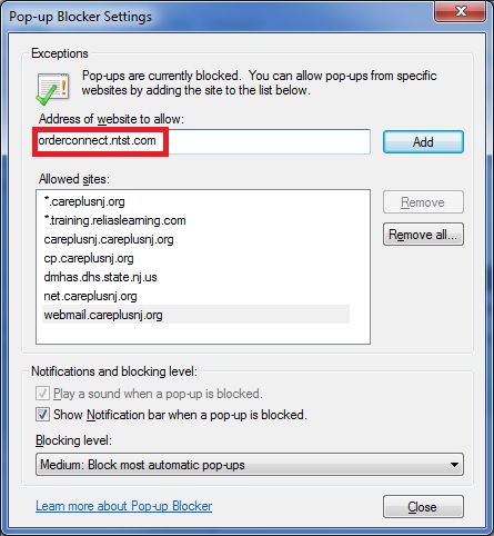 10. Type orderconnect.ntst.com into the Address of Website to Allow ...